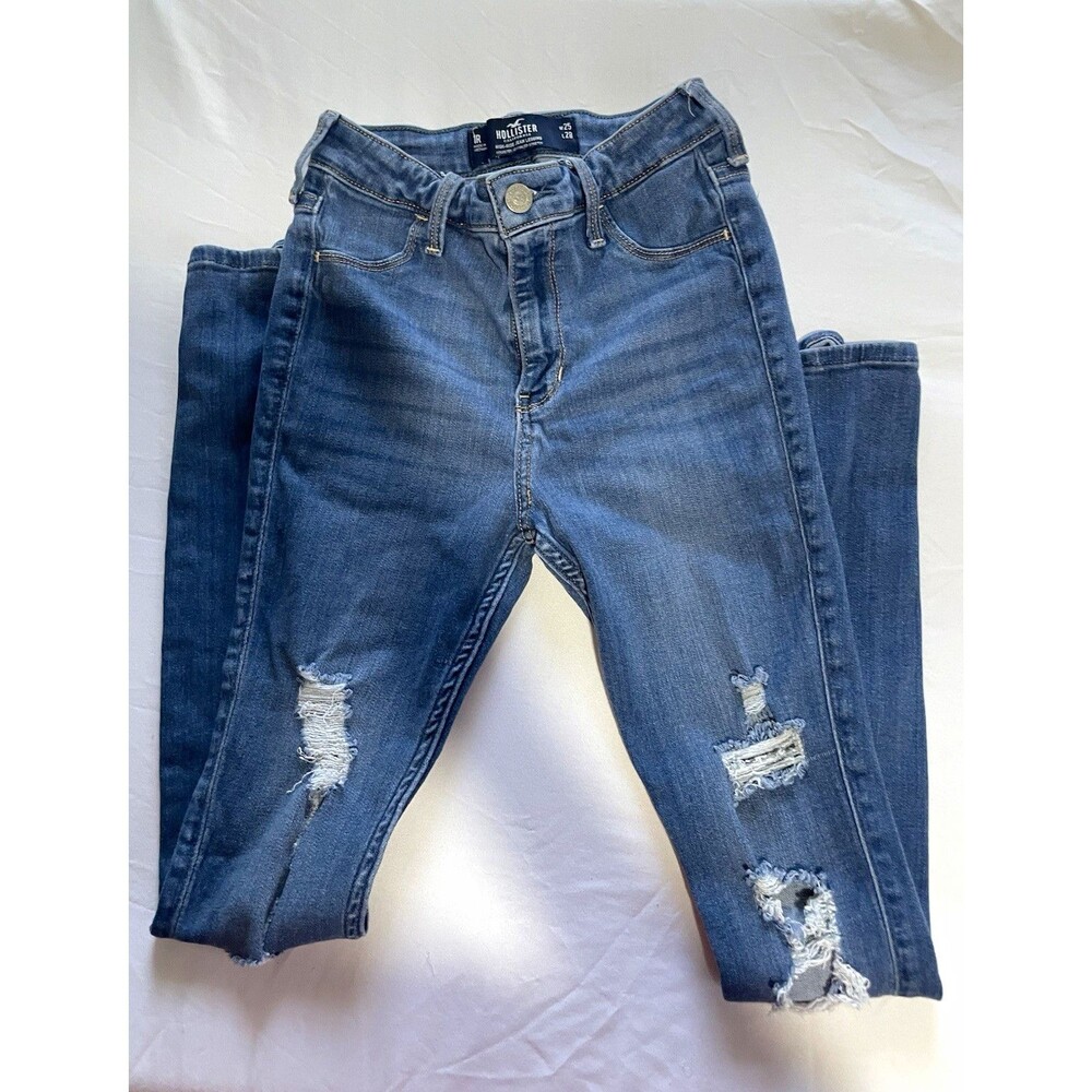 Hollister Women’s W25 L28 High Rise Distressed Jean Leggings Jeggings Blue